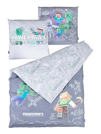 Parure de lit réversible et déhoussable 100 % coton 'Minecraft' ROBA