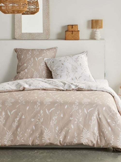Parure de lit réversible feuilles - 2 personnes - Kiabi