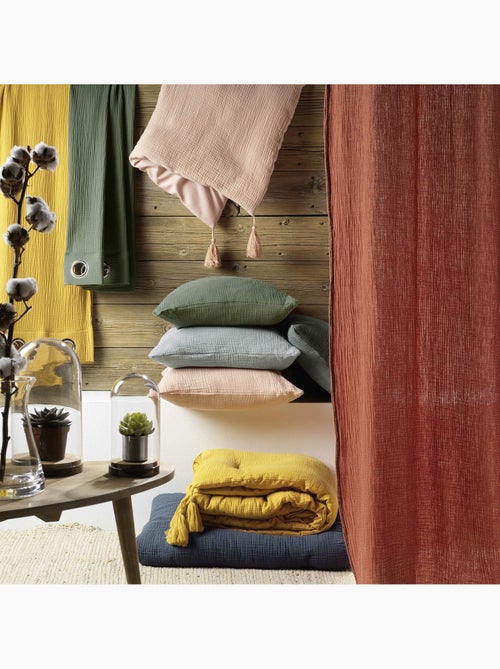 Parure de lit sienna + 2 taies 63x63 cm – double face gaze de coton & coton 57 fils - Kiabi Parure de lit sienna + 2 taies 63x63 cm – double face gaze de coton & coton 57 fils - Kiabi