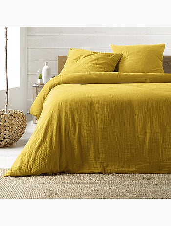 Parure de lit sienna + 2 taies 63x63 cm – double face gaze de coton & coton 57 fils