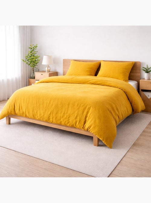 Parure de lit sienna + 2 taies 63x63 cm – double face gaze de coton & coton 57 fils - Kiabi Parure de lit sienna + 2 taies 63x63 cm – double face gaze de coton & coton 57 fils - Kiabi