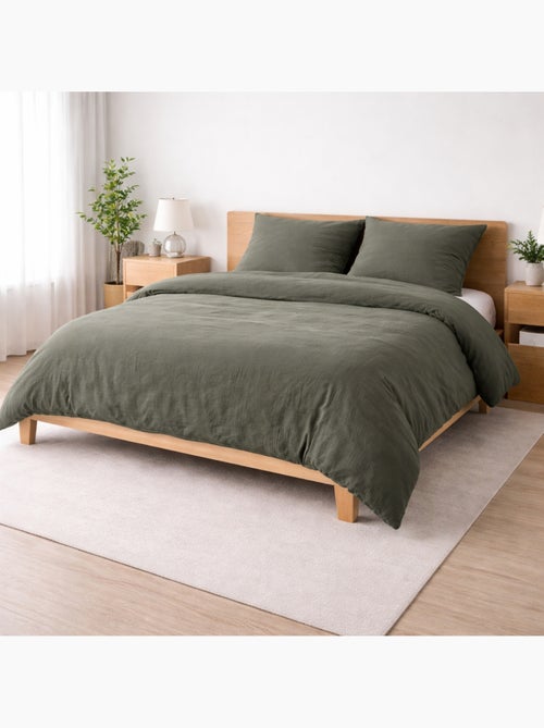Parure de lit sienna + 2 taies 63x63 cm – double face gaze de coton & coton 57 fils - Kiabi Parure de lit sienna + 2 taies 63x63 cm – double face gaze de coton & coton 57 fils - Kiabi