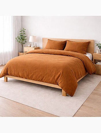 Parure de lit sienna + 2 taies 63x63 cm – double face gaze de coton & coton 57 fils