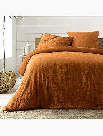 Parure de lit sienna + 2 taies 63x63 cm – double face gaze de coton & coton 57 fils