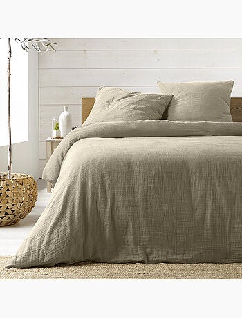 Parure de lit sienna + 2 taies 63x63 cm – double face gaze de coton & coton 57 fils