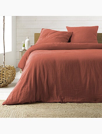 Parure de lit sienna + 2 taies 63x63 cm – double face gaze de coton & coton 57 fils