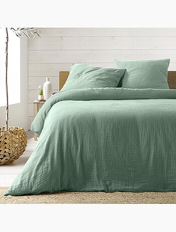 Parure de lit sienna + 2 taies 63x63 cm – double face gaze de coton & coton 57 fils