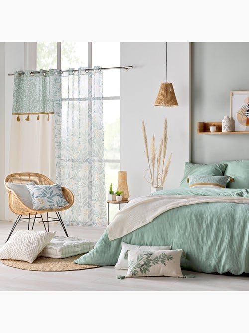 Parure de lit sienna + 2 taies 63x63 cm – double face gaze de coton & coton 57 fils - Kiabi Parure de lit sienna + 2 taies 63x63 cm – double face gaze de coton & coton 57 fils - Kiabi