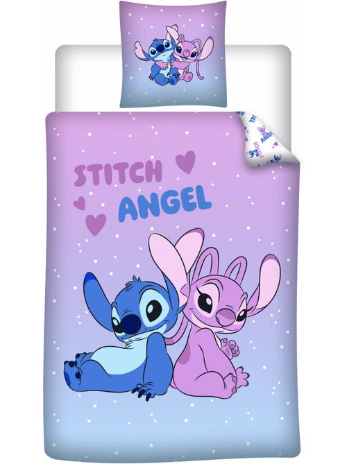 Parure de Lit Stitch & Angel Disney 140x200 cm + Taie 65x65 cm Polycoton Réversible - Kiabi Parure de Lit Stitch & Angel Disney 140x200 cm + Taie 65x65 cm Polycoton Réversible - Kiabi