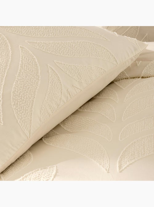 Parure de lit tuftée 3 pièces à motifs végétaux en relief housse + taies - Kiabi