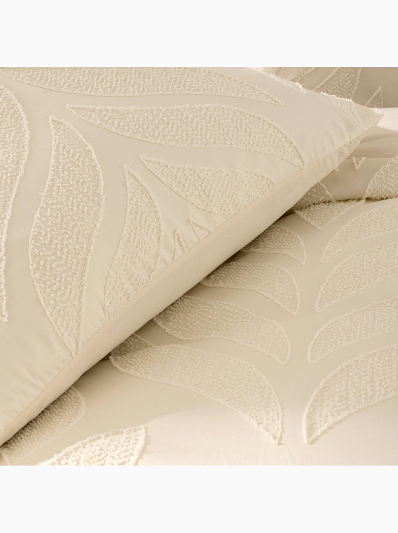 Parure de lit tuftée 3 pièces à motifs végétaux en relief housse + taies Blanc - Kiabi