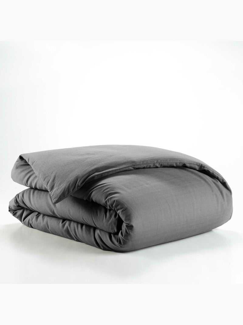 Parure de lit unie 57 fils – linaé + 1 taie gris anthracite - Kiabi