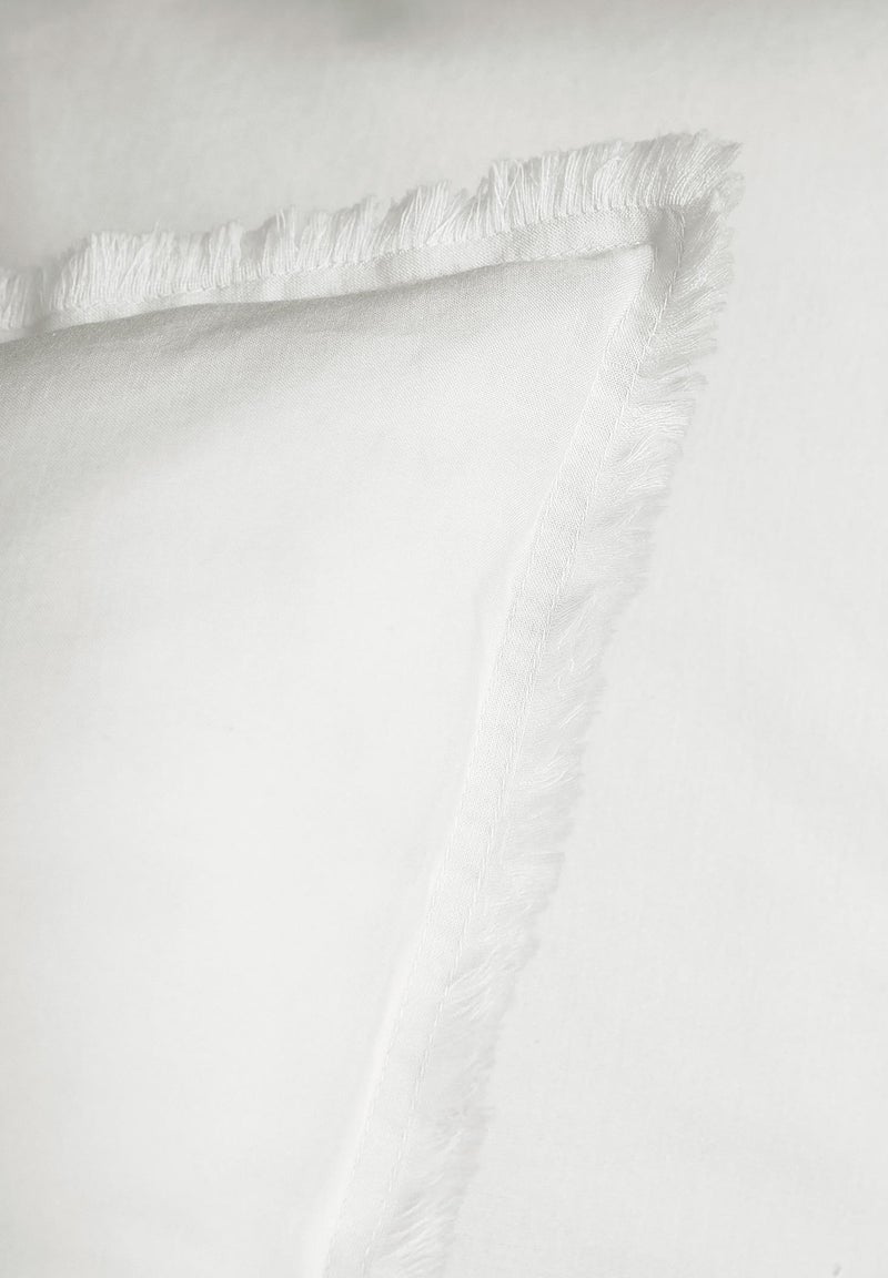 Parure de lit unie en coton taies carrées à franges, coton lavé Blanc - Kiabi