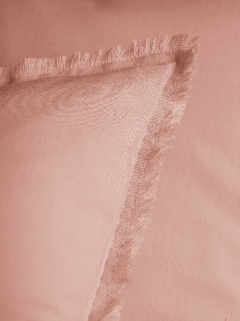 Parure de lit unie en coton taies carrées à franges, coton lavé Nude - Kiabi