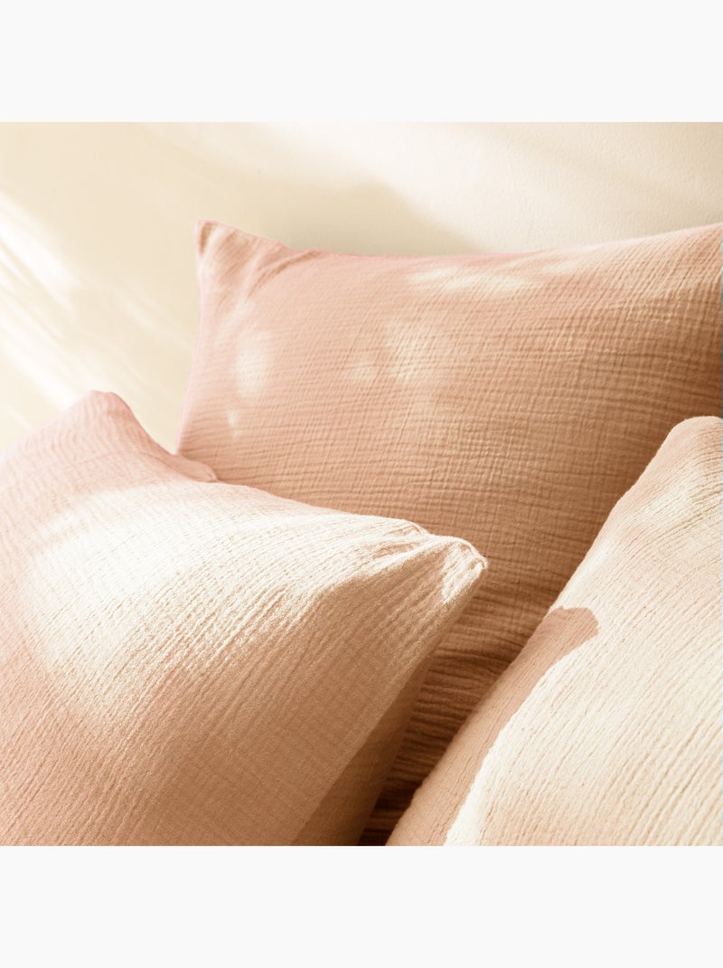 Parure de lit unie en coton taies carrées, gaze de coton Nude - Kiabi