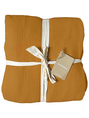 Parure de lit unie en coton taies rectangle, gaze de coton