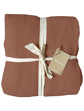 Parure de lit unie en coton taies rectangle, gaze de coton