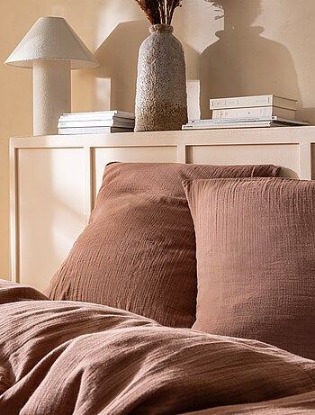 Parure de lit unie en coton taies rectangle, gaze de coton
