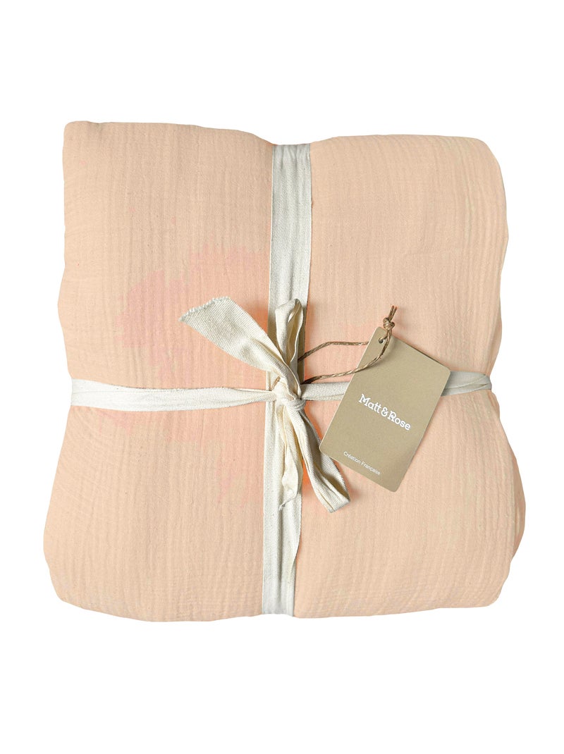 Parure de lit unie en coton taies rectangle, gaze de coton Nude - Kiabi