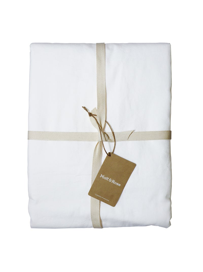 Parure de lit unie en coton taies rectangulaires à volant, coton lavé Blanc - Kiabi