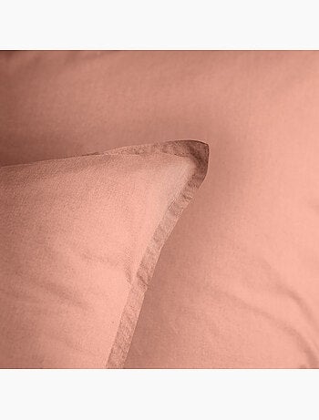 Parure de lit unie en coton taies rectangulaires à volant, coton lavé