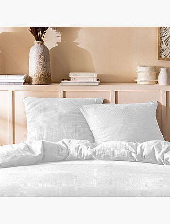 Parure de lit unie en coton taies rectangulaires, gaze de coton