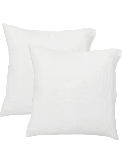 Parure de lit unie en coton taies rectangulaires, gaze de coton - Kiabi Parure de lit unie en coton taies rectangulaires, gaze de coton - Kiabi