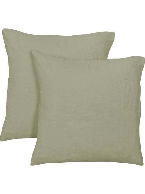 Parure de lit unie en coton taies rectangulaires, gaze de coton - Kiabi Parure de lit unie en coton taies rectangulaires, gaze de coton - Kiabi