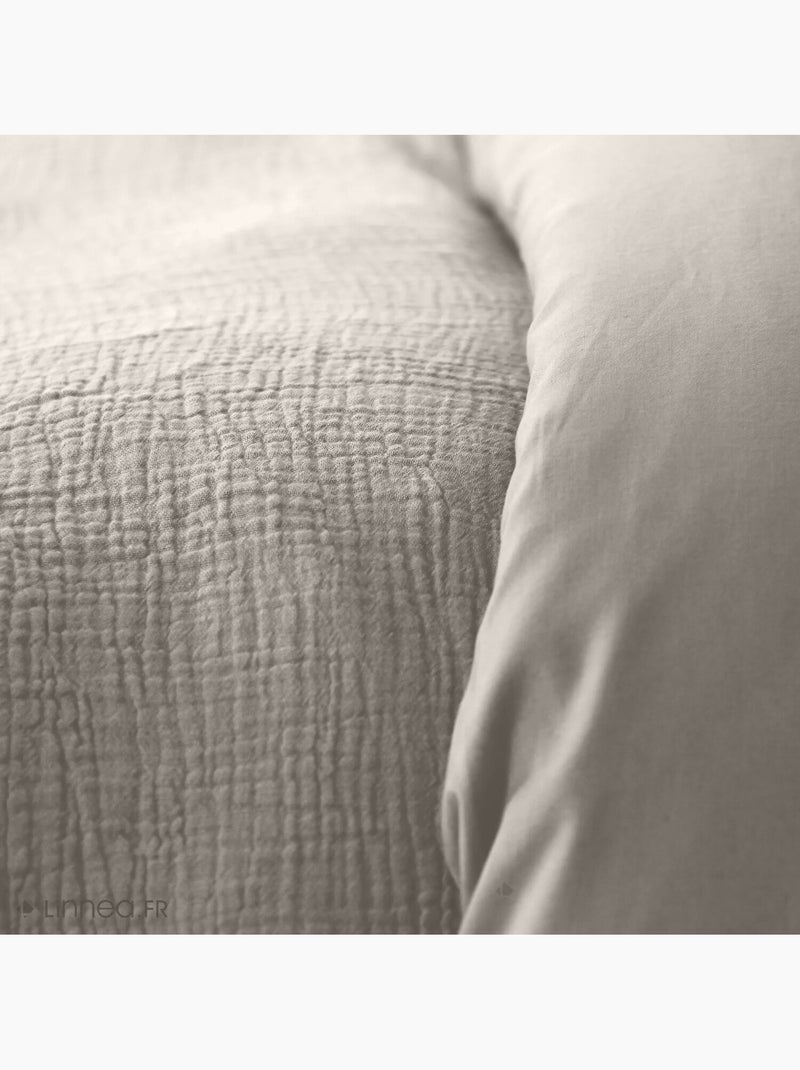 Parure housse de couette 100 % gaze de coton ozen Gris clair - Kiabi