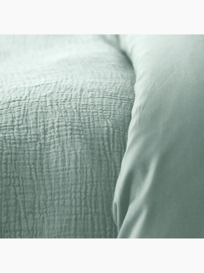 Parure housse de couette 100 % gaze de coton ozen Gris clair - Kiabi
