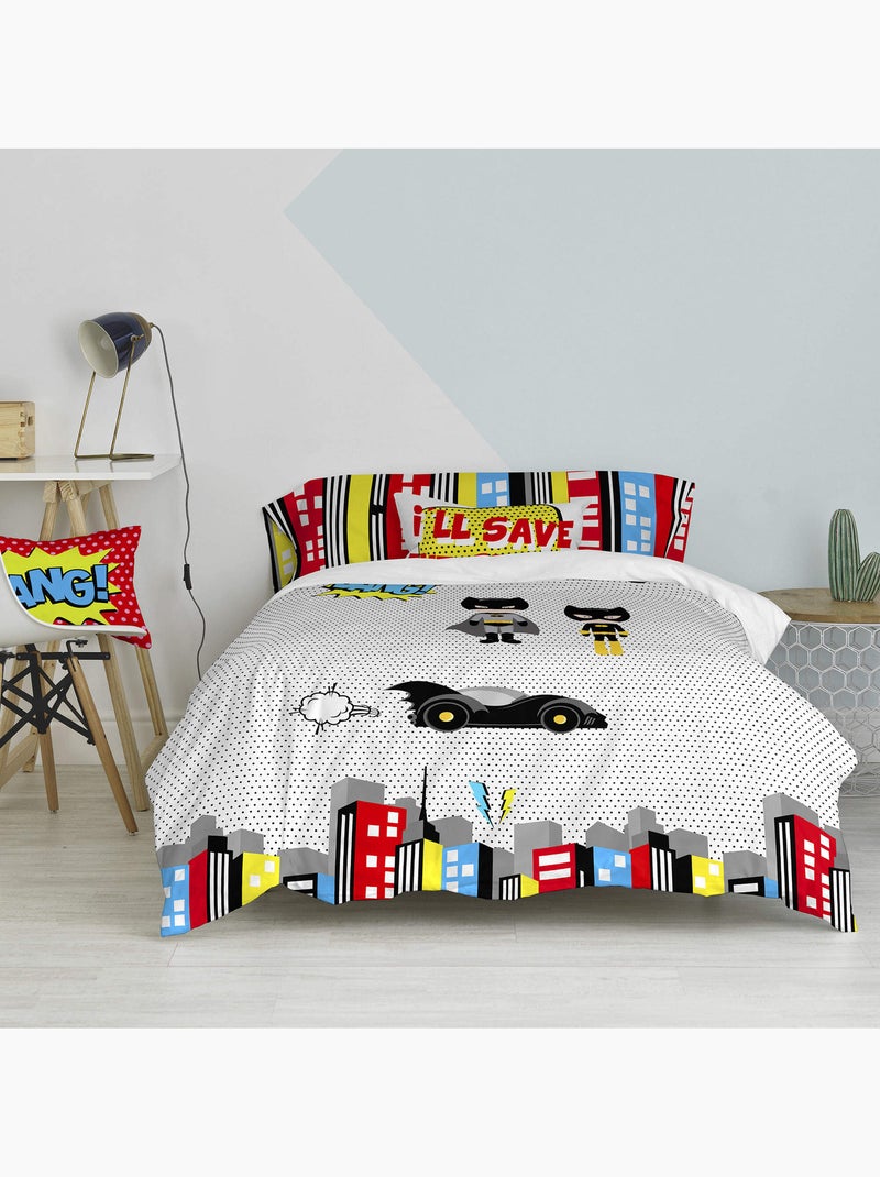 Parure housse de couette 2 pi?ces Bat "Happyfriday" Multicolore - Kiabi