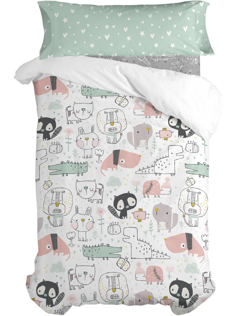 Parure housse de couette 2 pi?ces Best buddies "Happyfriday" Multicolore - Kiabi