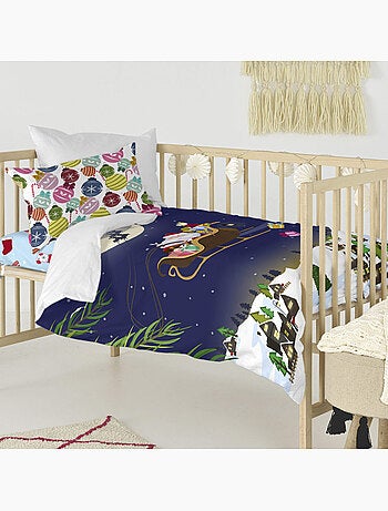 Parure housse de couette 2 pi?ces Merry christmas Lit B?b? "Happyfriday