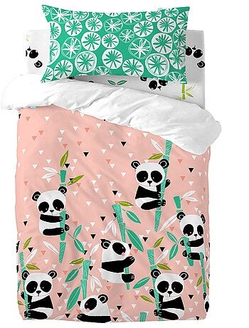 Parure housse de couette 2 pi?ces Panda garden "Happyfriday