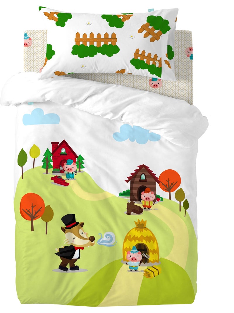 Parure housse de couette 2 pi?ces Piggys "Happyfriday" Multicolore - Kiabi