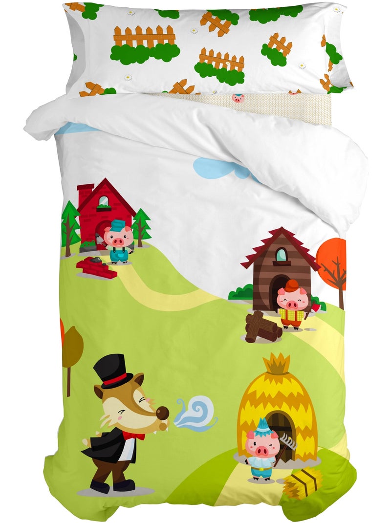 Parure housse de couette 2 pi?ces Piggys "Happyfriday" Multicolore - Kiabi