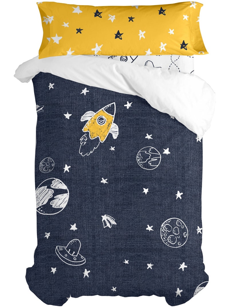Parure housse de couette 2 pi?ces Starspace "Happyfriday" Multicolore - Kiabi