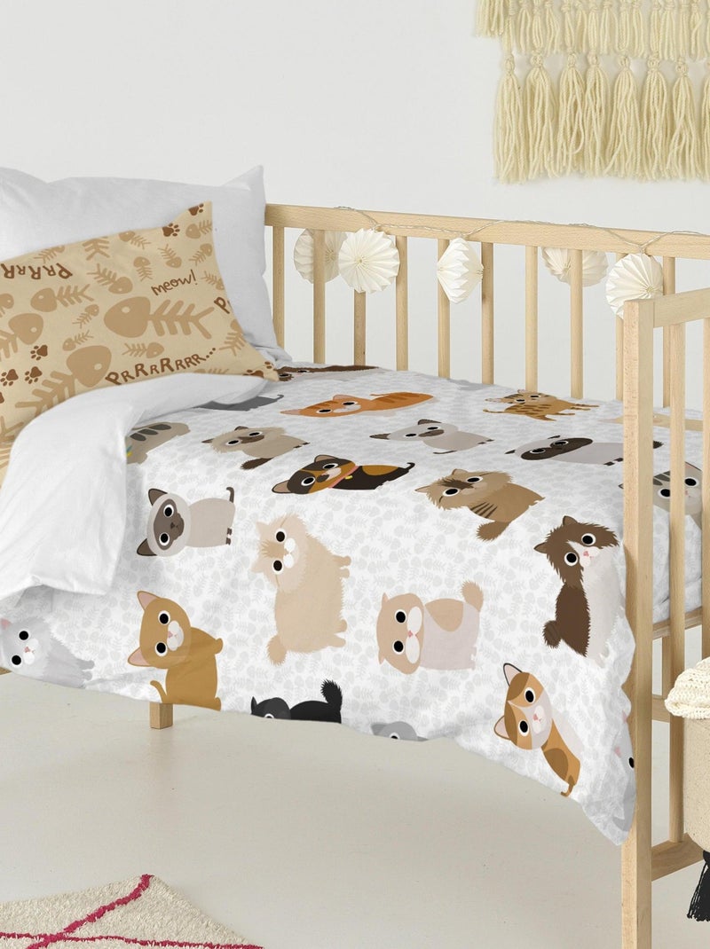 Parure housse de couette 2 pièces Cats "Happyfriday" Multicolore - Kiabi