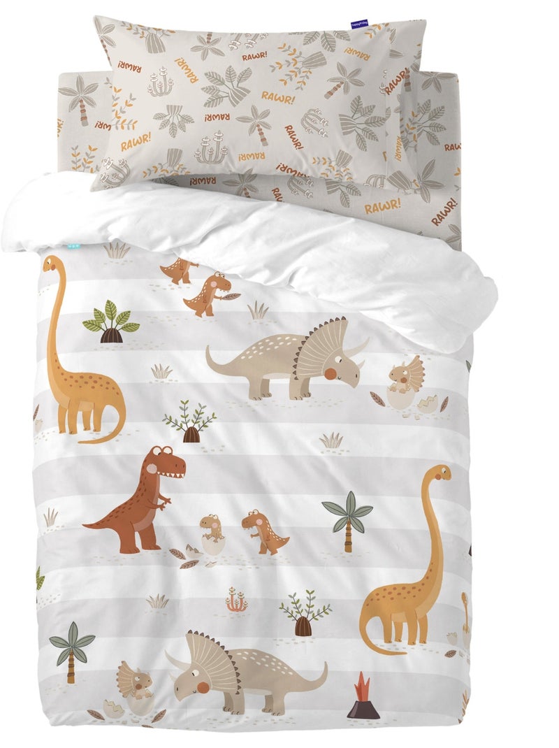 Parure housse de couette 2 pièces Dino family "Happyfriday" Multicolore - Kiabi