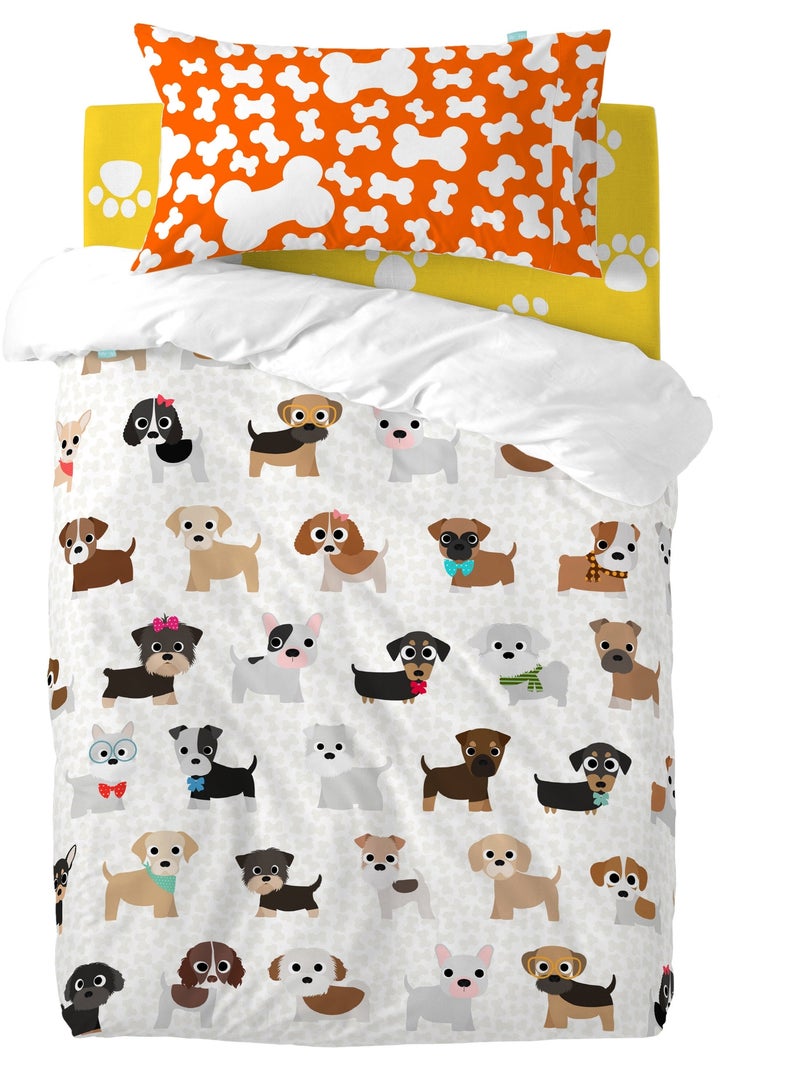 Parure housse de couette 2 pièces Dogs Lit Bébé "Happyfriday" Multicolore - Kiabi