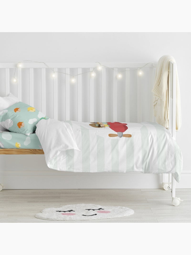 Parure housse de couette 2 pièces learning to fly lit bébé "happyfriday" Multicolore - Kiabi