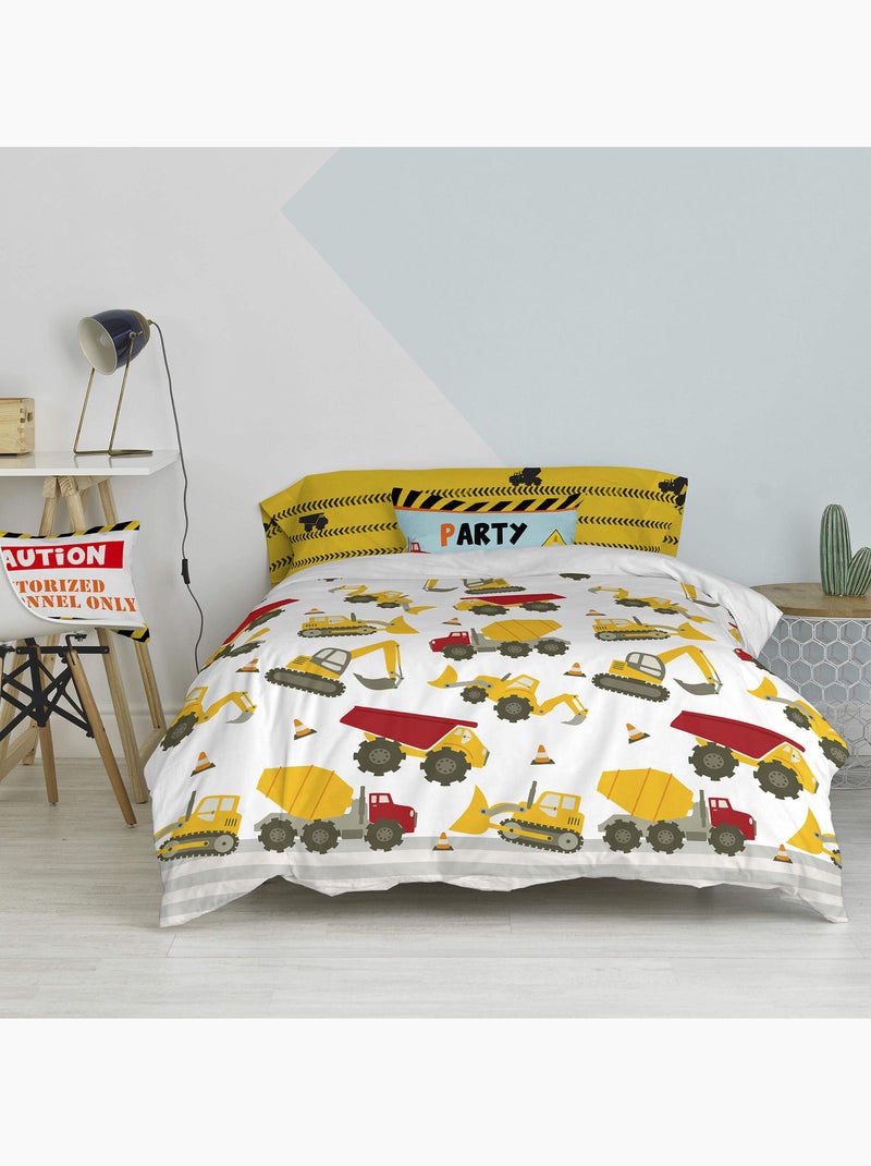 Parure housse de couette 2 pièces Machinery "Happyfriday" Multicolore - Kiabi