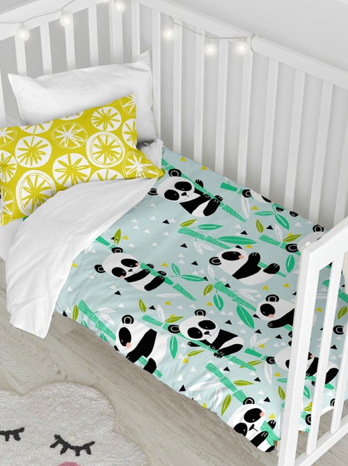Parure housse de couette 2 pièces Panda garden blue "Happyfriday" - Kiabi Parure housse de couette 2 pièces Panda garden blue "Happyfriday" - Kiabi