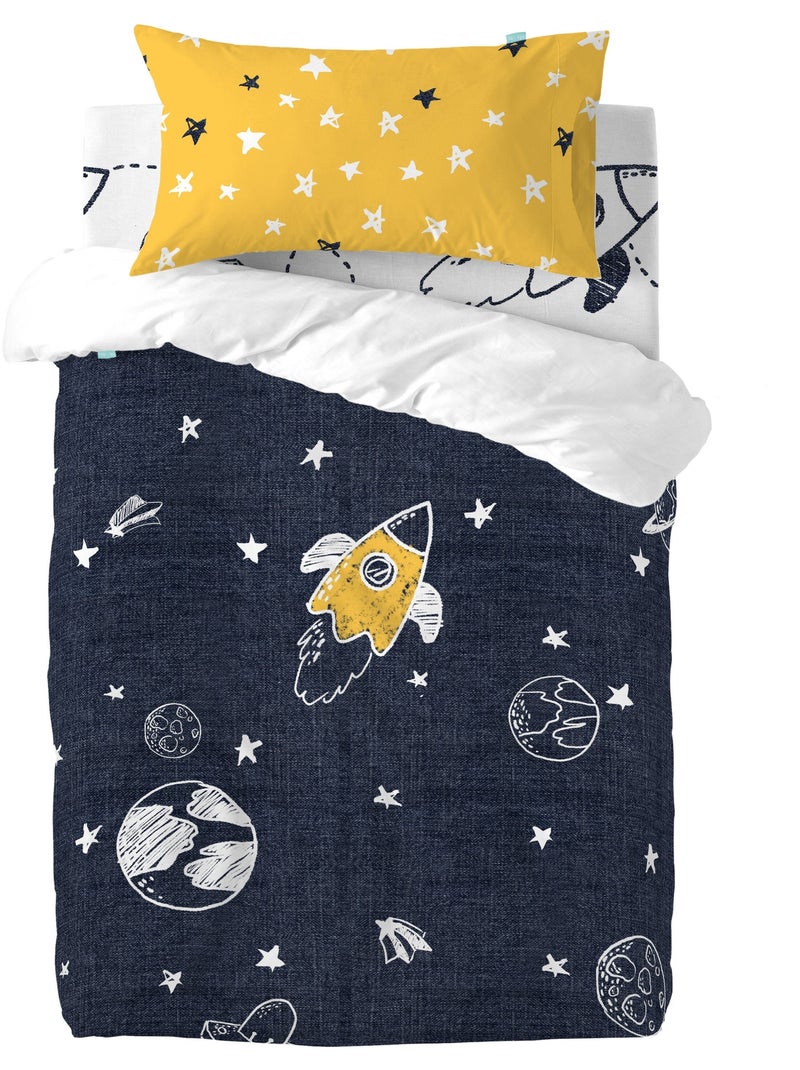 Parure housse de couette 2 pièces Starspace Lit Bébé "Happyfriday" Multicolore - Kiabi