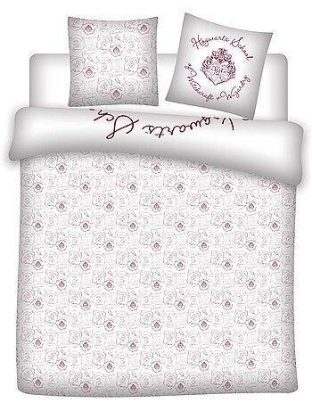 Parure Lit Double Harry Potter 240x220cm + 2 Taies 65x65cm – Poudlard Bordeaux – Polycoton
