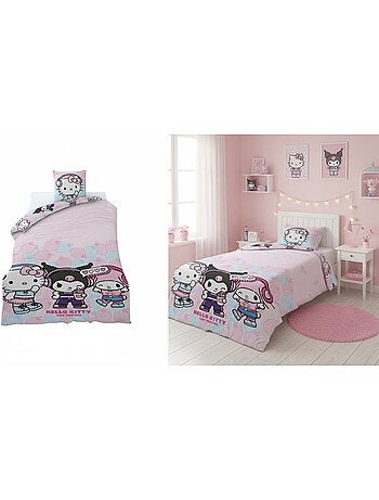 Parure Lit Fille Hello Kitty & Friends 140x200 cm+ Taie 65x65 cm Polycoton Réversible | Kuromi My Me
