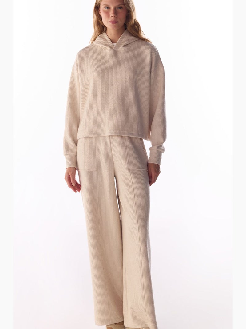 Pastel ribbroek met stikseldetail penti Klei-beige - Kiabi