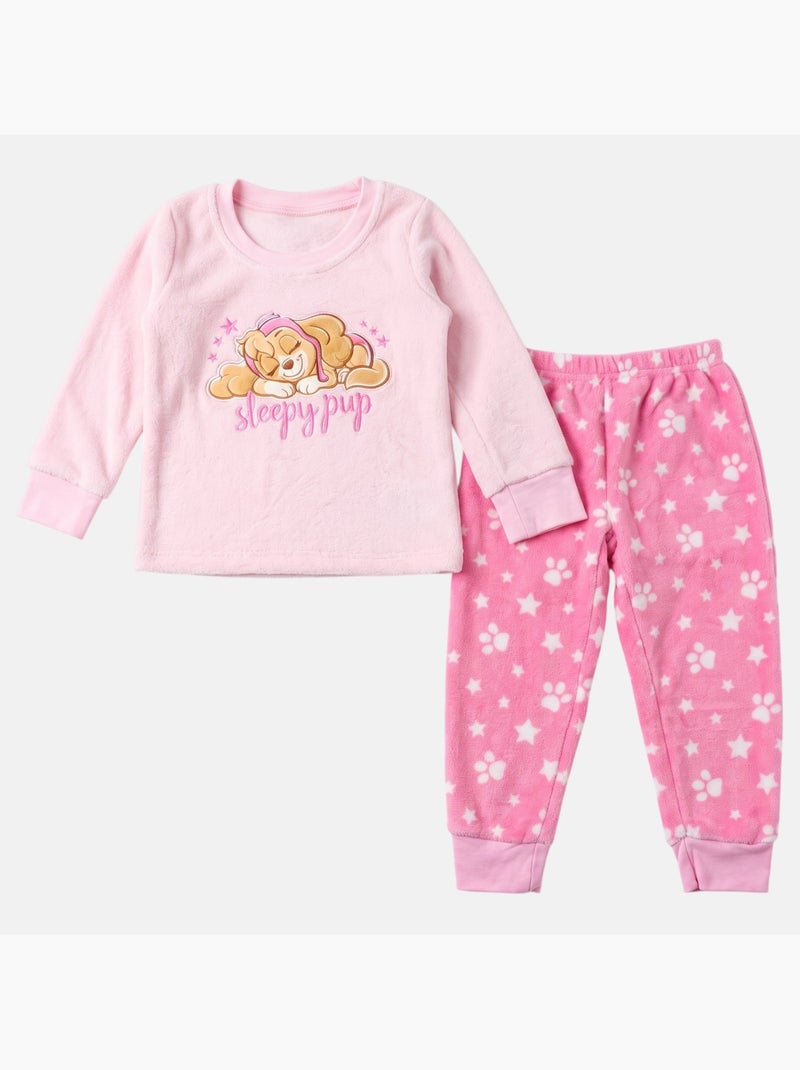Pat patrouille - pyjama polaire fille avec personnage et pantalon motif Rose - Kiabi