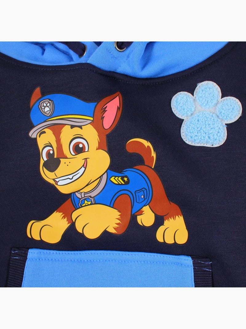 Pat patrouille - sweat à capuche imprimé, manches longues, poche kangourou et finitions bord-côte Bleu marine - Kiabi