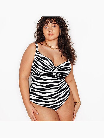 Paula badpak grote maat multikleur wit